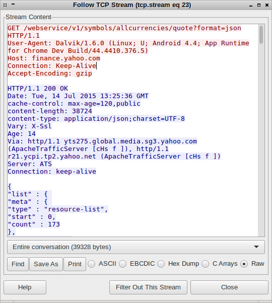 what symbol does wireshark use for .